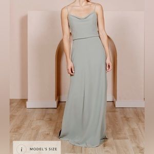 Revelry Skye Bridesmaid Dress | Chiffon | Silver Sage | Size 14 | Worn Once